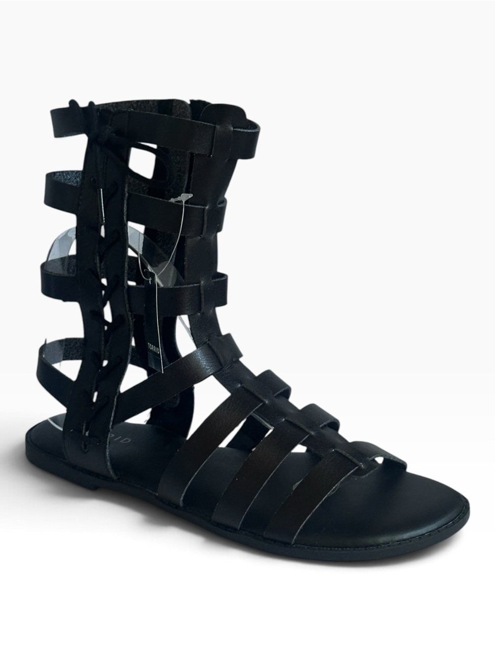 Torrid Caged Lace Up Gladiator Sandals Black Size 8 WW Extra Wide NWT